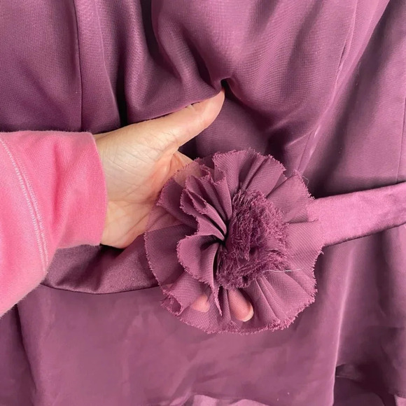 After six vintage size 10  purple strapless dress with belt ruffle - Picture 3 of 7